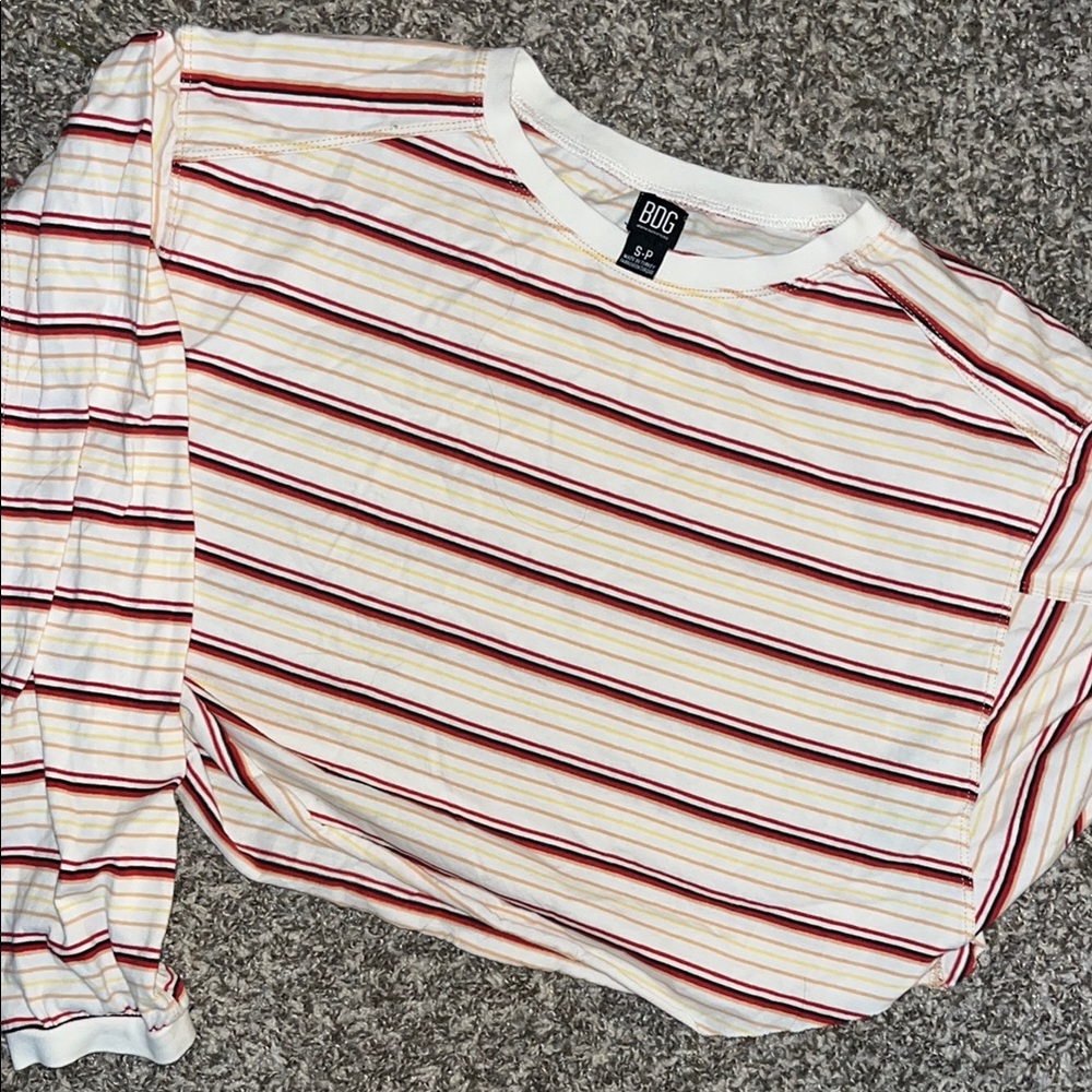 BDG Striped Long Sleeve Tee - Red and White